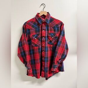 Vintage Western Red, Black and Blue flannel Shirt